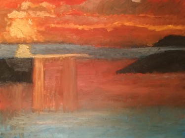 Painting titled "Soleil rouge" by Anne Flora De Negroni, Original Artwork