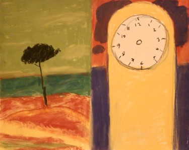 Dibujo titulada "L’horloge sans aigu…" por Anne Flora De Negroni, Obra de arte original, Pastel