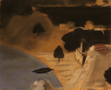 Dessin intitulée "Castello in Sienna" par Anne Flora De Negroni, Œuvre d'art originale, Pastel