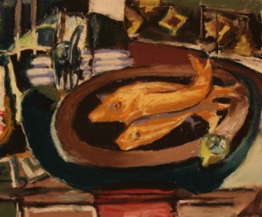 Dessin intitulée "Hommage à Braque" par Anne Flora De Negroni, Œuvre d'art originale, Pastel