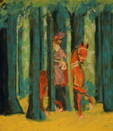 Zeichnungen mit dem Titel "Hommage à Magritte" von Anne Flora De Negroni, Original-Kunstwerk, Pastell