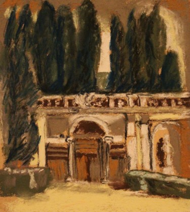Рисунок под названием "Villa Médicis" - Anne Flora De Negroni, Подлинное произведение искусства, Пастель