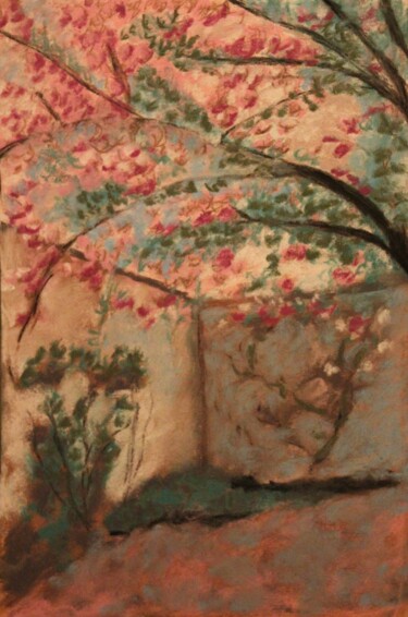 Dessin intitulée "Le cerisier japonais" par Anne Flora De Negroni, Œuvre d'art originale, Pastel