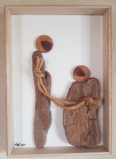 Skulptur mit dem Titel "Brothers" von Flora Guéton, Original-Kunstwerk, Holz