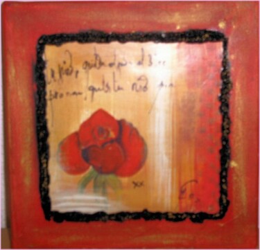 Peinture intitulée "ROSE ROUGE" par Flora I., Œuvre d'art originale