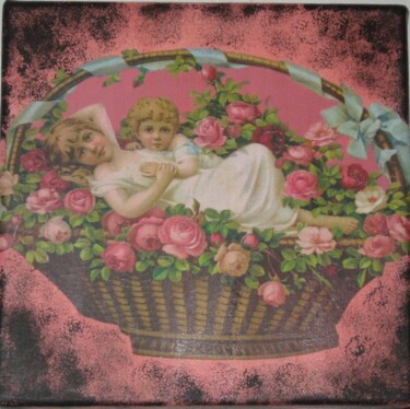 Peinture intitulée "PANIER ANGE" par Flora I., Œuvre d'art originale