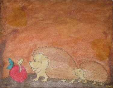 Painting titled "FAMILLE HERISSON" by Flora I., Original Artwork