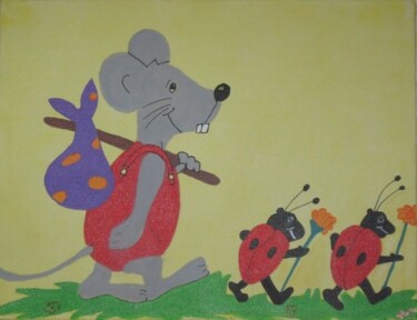 Peinture intitulée "RAT DES CHAMPS" par Flora I., Œuvre d'art originale