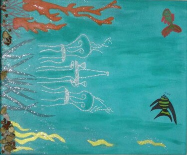 Painting titled "DEJEUNER SOUS L'EAU" by Flora I., Original Artwork