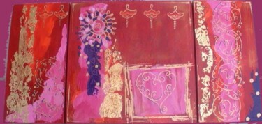 Painting titled "TRYPTIQUE COEUR" by Flora I., Original Artwork