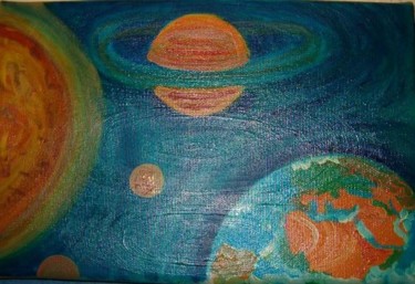 Painting titled "planets" by Flora, Original Artwork, Oil