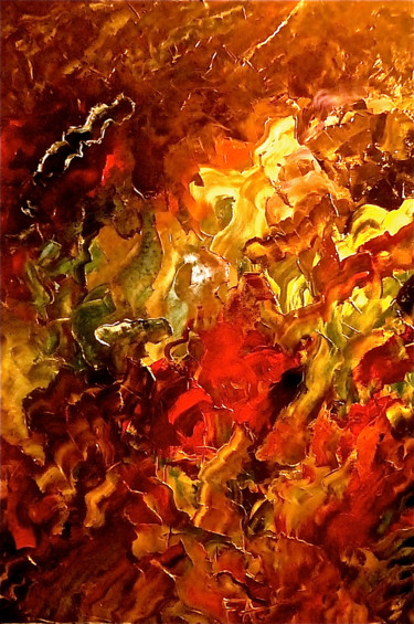 Peinture intitulée "feu follet" par Florence Albert, Œuvre d'art originale, Huile