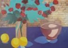 Pintura titulada "Fruits and flowers 3" por Florbela Moreira, Obra de arte original, Oleo