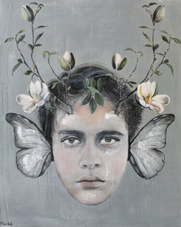 Painting titled "L'Effet Papillon" by Flore Betty, Original Artwork, Pastel Mounted on Wood Stretcher frame