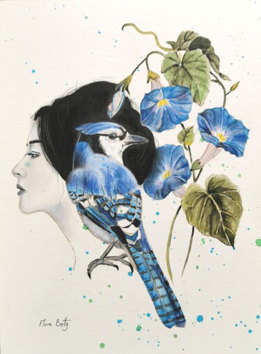 "Portrait à l'oiseau…" başlıklı Tablo Flore Betty tarafından, Orijinal sanat, Akrilik