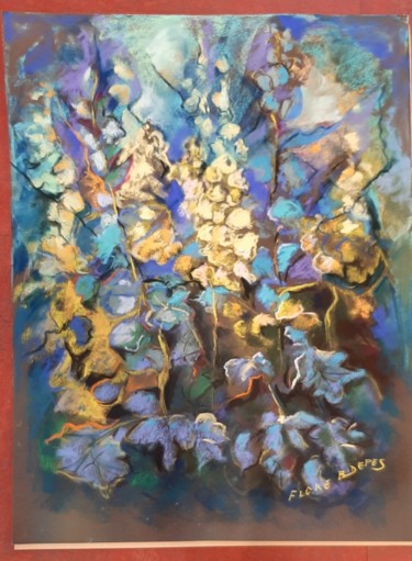 Painting titled "bouquet printannier" by Flore Depes, Original Artwork, Pastel Mounted on Glass