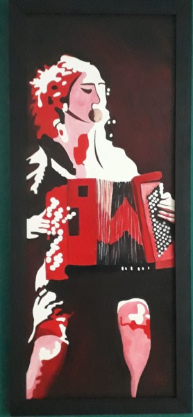 Painting titled "Femme et accordéon" by Florence Bichard (Flo), Original Artwork, Acrylic