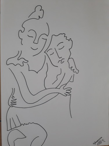 Drawing titled "Danseuses" by Florence Bichard (Flo), Original Artwork, Gel pen
