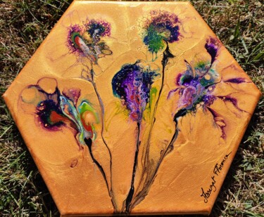 Peinture intitulée "or en fleur" par Florence Assezat, Œuvre d'art originale, Acrylique Monté sur Châssis en bois