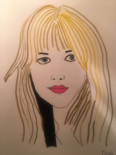Dessin intitulée "Jeune femme blonde" par Florence Aubry, Œuvre d'art originale, Crayon