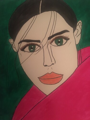 Drawing titled "FEMME 79" by Florence Aubry, Original Artwork, Acrylic