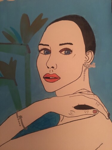 Drawing titled "FEMME 110" by Florence Aubry, Original Artwork, Acrylic