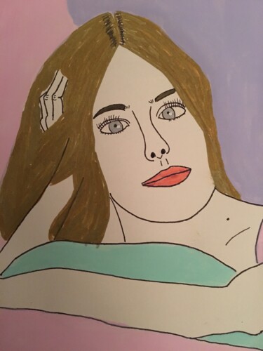 Drawing titled "FEMME 122" by Florence Aubry, Original Artwork, Acrylic