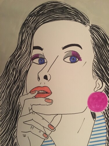 Drawing titled "FEMME 168" by Florence Aubry, Original Artwork, Acrylic