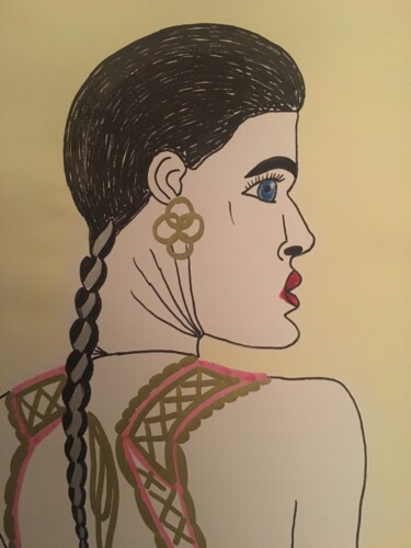 Drawing titled "Femme 173" by Florence Aubry, Original Artwork, Acrylic