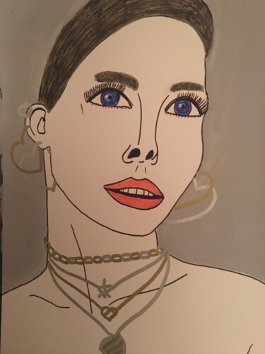 Drawing titled "Femme 177" by Florence Aubry, Original Artwork, Acrylic