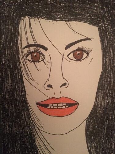 Drawing titled "Femme 179" by Florence Aubry, Original Artwork, Marker