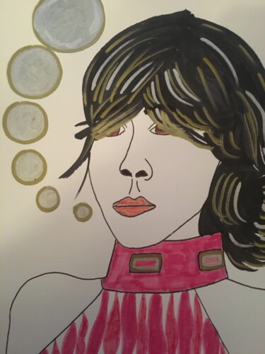 Drawing titled "Femme 198" by Florence Aubry, Original Artwork, Marker