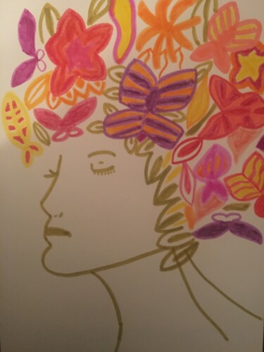 Drawing titled "Femme 199" by Florence Aubry, Original Artwork, Marker