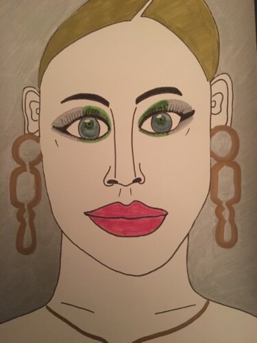 Drawing titled "Femme 208" by Florence Aubry, Original Artwork, Acrylic