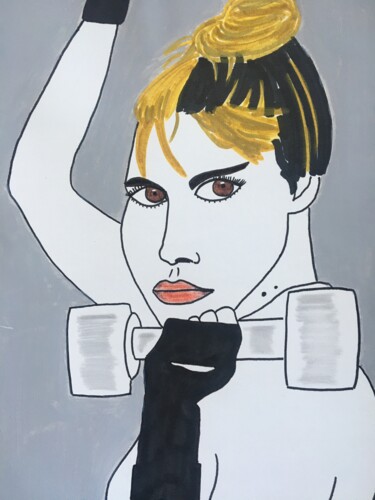 Drawing titled "Femme 223" by Florence Aubry, Original Artwork, Acrylic