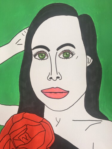 Drawing titled "Femme 225" by Florence Aubry, Original Artwork, Acrylic