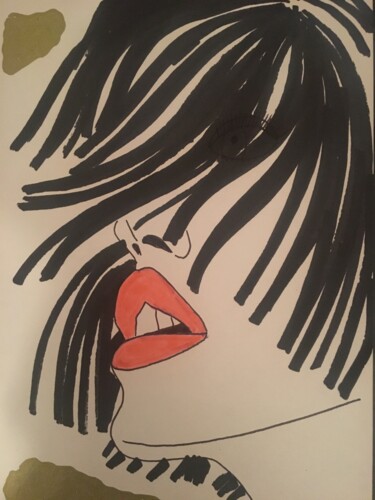 Drawing titled "Femme 243" by Florence Aubry, Original Artwork, Marker