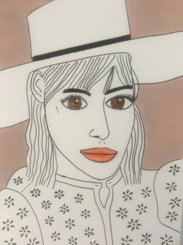Drawing titled "Femme 251" by Florence Aubry, Original Artwork, Acrylic