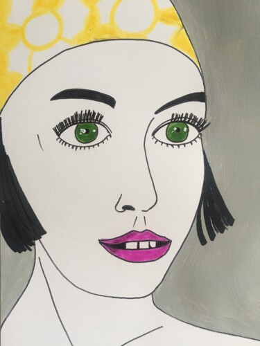 Drawing titled "Femme 254" by Florence Aubry, Original Artwork, Acrylic