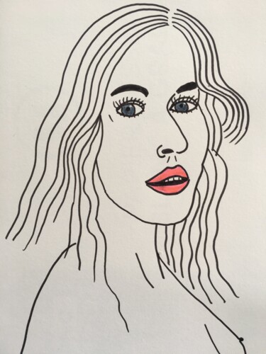 Drawing titled "Femme 280" by Florence Aubry, Original Artwork, Marker