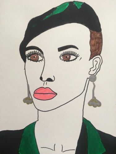 Drawing titled "Femme 304" by Florence Aubry, Original Artwork, Acrylic
