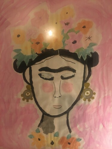 Painting titled "Hommage à Frida" by Florence Aubry, Original Artwork, Acrylic Mounted on Other rigid panel