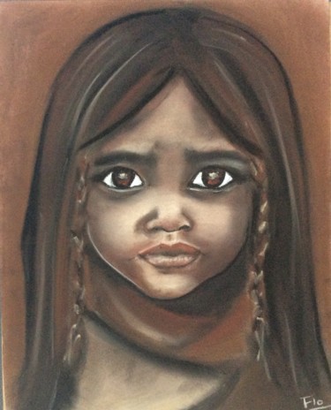 Drawing titled "L'indienne" by Florence Bonin, Original Artwork, Pastel