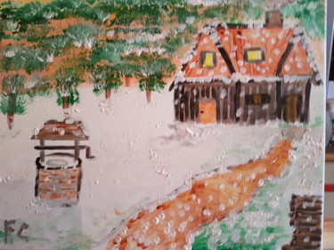 Painting titled "Jour de neige" by Florence Thomère, Original Artwork, Acrylic
