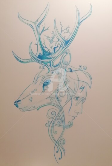 Drawing titled "Patronus" by Florence Chevoleau (FCArt), Original Artwork, Watercolor