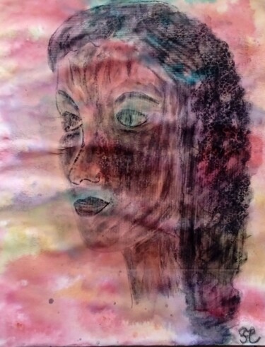 图画 标题为“tête de femme 2” 由Florence Coquet, 原创艺术品, 木炭