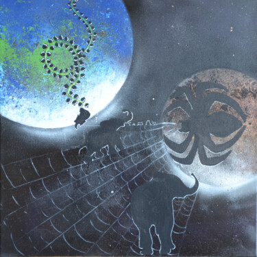 Bye bye Humans - Jumbo web message Painting titled "Bye bye Humans - Ju…" by Florence Debertonne-Dassule (FD²), Original Artwork, Acrylic Mounted on Wood Stret…
