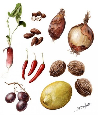 Peinture intitulée "Fruits et Légumes" par Florence Dellerie, Œuvre d'art originale