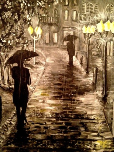 Painting titled "Ruelle sombre" by Floflo, Original Artwork, Acrylic