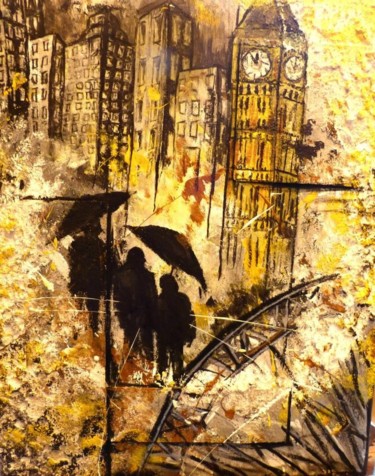 Peinture intitulée "Londres" par Floflo, Œuvre d'art originale, Acrylique
